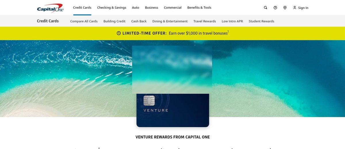 Capital One's offer page