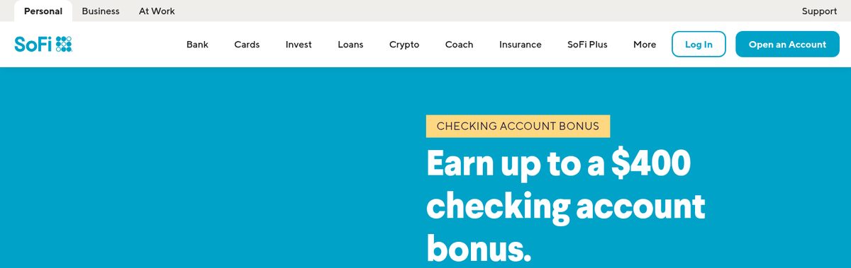 SoFi's offer page