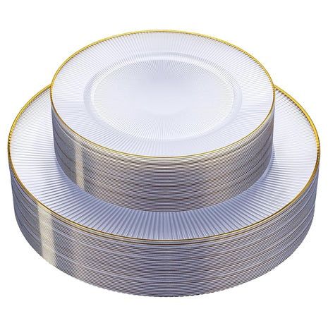 60-Piece Clear Gold Plastic Plates Set — $14.54 with coupon + Subscribe & Save (55% off)