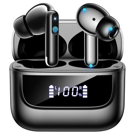EXZHIG J16 Pro Wireless Earbuds with 6-Mic Noise Canceling & LED Display Case — $11.89 (30% off)
