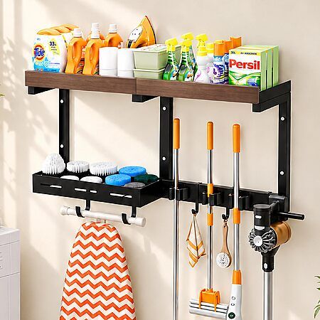 GAOKASE Wall-Mounted Broom & Mop Organizer — $29.99 with code CE0KLYDL (40% off)