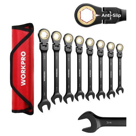 WORKPRO 8-Piece Ratcheting Combination Wrench Set — $29.99 with code SUS4VRZ6 for Prime members (47% off)